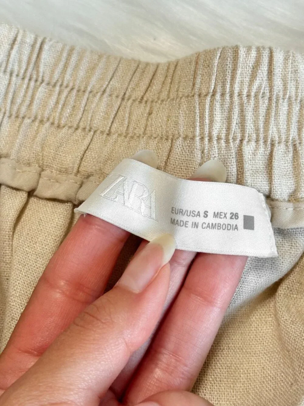 Zara Wide Leg Linen Blend Pants Small Natural Linen Beige Color